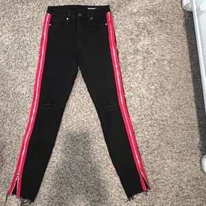 BlankNYC The Bond Side Zip Skinny Jeans Women's Size 27 Distressed Black Denim